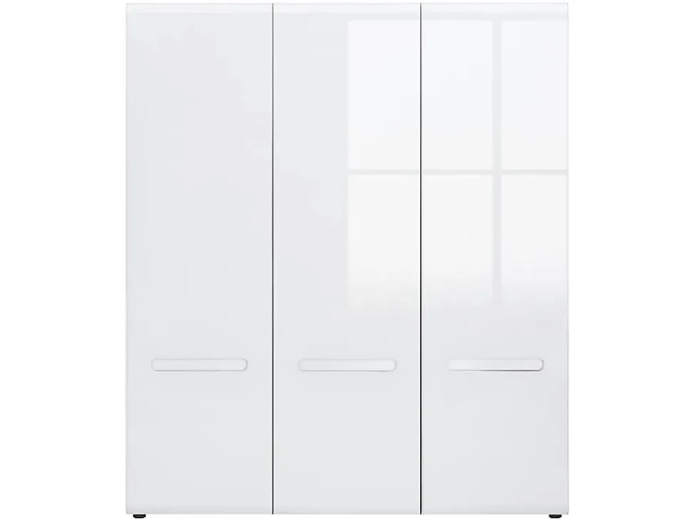 Armoire Placard à 4 portes ,coloris Blanc/Blanc haute brillance - Longueur 180 x Profondeur 57 x Hauteur 210 cm