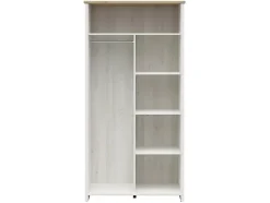 Armoire Placard à deux portes , coloris Blanc pin andersen/Chêne clair - Longueur 101,5 x Profondeur 57 x Hauteur 200,5 cm