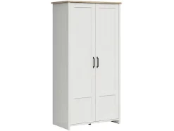 Armoire Placard à deux portes , coloris Blanc pin andersen/Chêne clair - Longueur 101,5 x Profondeur 57 x Hauteur 200,5 cm