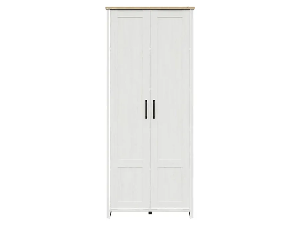 Armoire Placard à deux portes , coloris Blanc pin andersen/Chêne clair - Longueur 84,5 x Profondeur 36,5 x Hauteur 200,5 cm