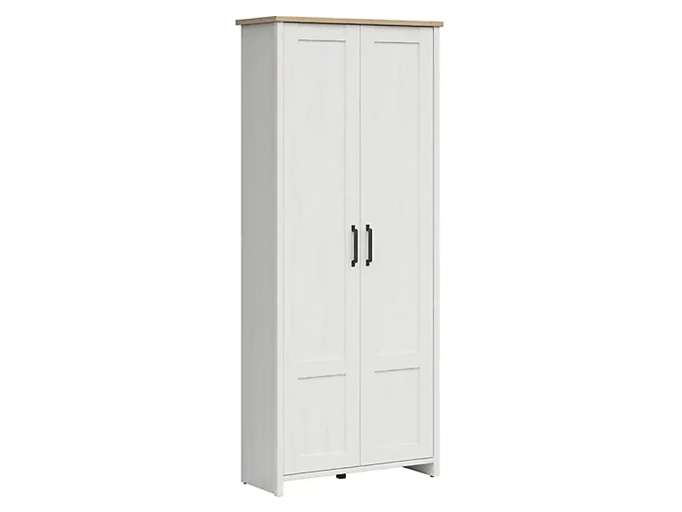 Armoire Placard à deux portes , coloris Blanc pin andersen/Chêne clair - Longueur 84,5 x Profondeur 36,5 x Hauteur 200,5 cm