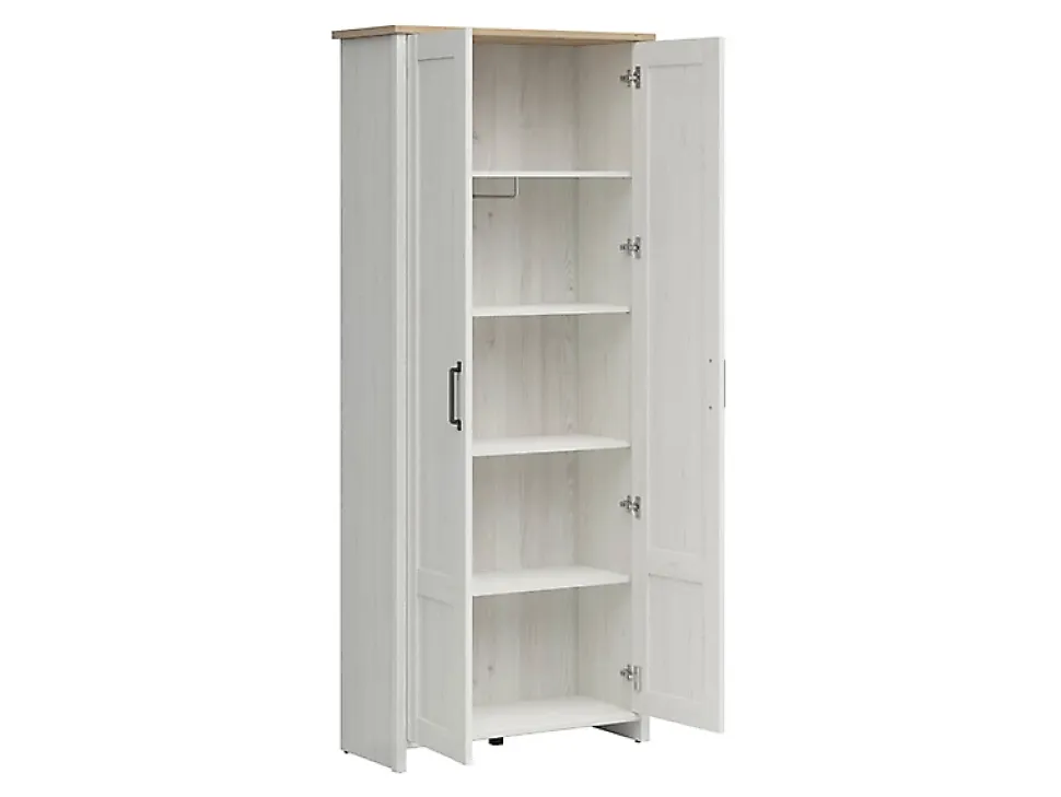 Armoire Placard à deux portes , coloris Blanc pin andersen/Chêne clair - Longueur 84,5 x Profondeur 36,5 x Hauteur 200,5 cm