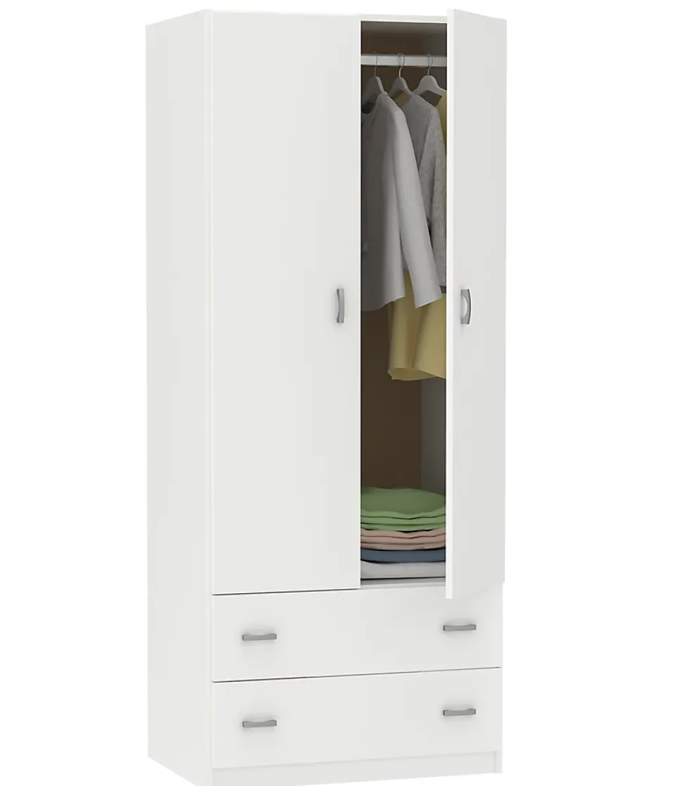Armoire placard / meuble de rangement coloris Blanc brillant - Hauteur 180 x Longueur 74 x Profondeur 50 cm