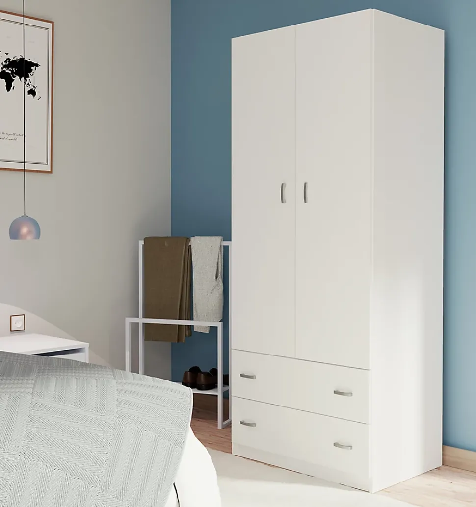 Armoire placard / meuble de rangement coloris Blanc brillant - Hauteur 180 x Longueur 74 x Profondeur 50 cm