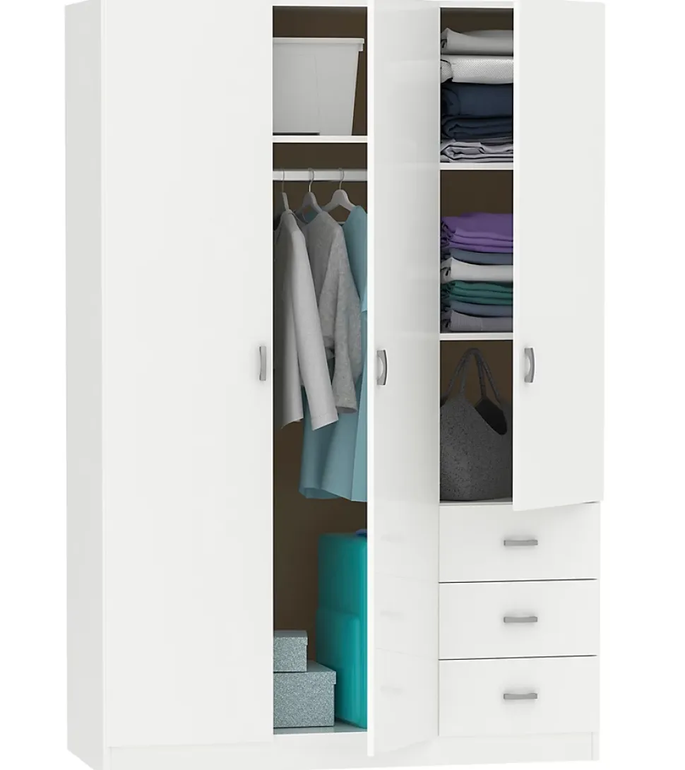 Armoire placard / meuble de rangement coloris blanc - Hauteur 180 x Longueur 120 x Profondeur 50 cm