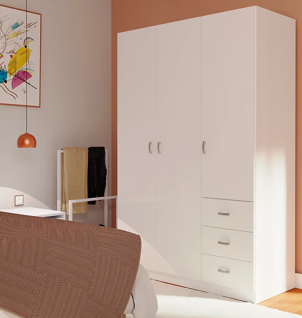 Armoire placard / meuble de rangement coloris blanc - Hauteur 180 x Longueur 120 x Profondeur 50 cm