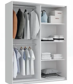 Armoire placard / meuble de rangement coloris Blanc - Hauteur 200 x Longueur 150 x Profondeur 62 cm