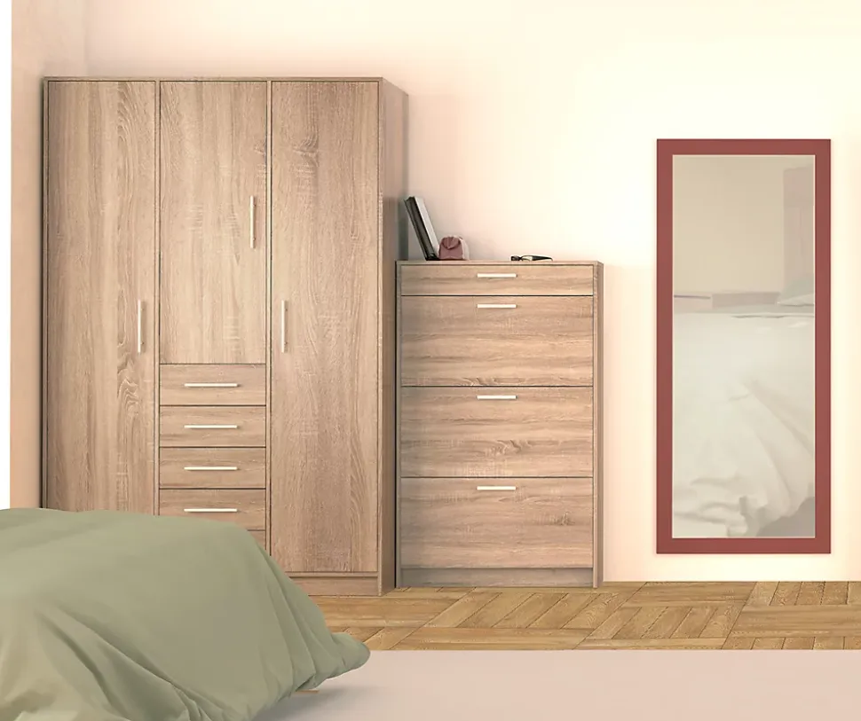 Armoire placard / meuble de rangement coloris Chêne Cortez - Hauteur 200 x Longueur 130 x Profondeur 50 cm