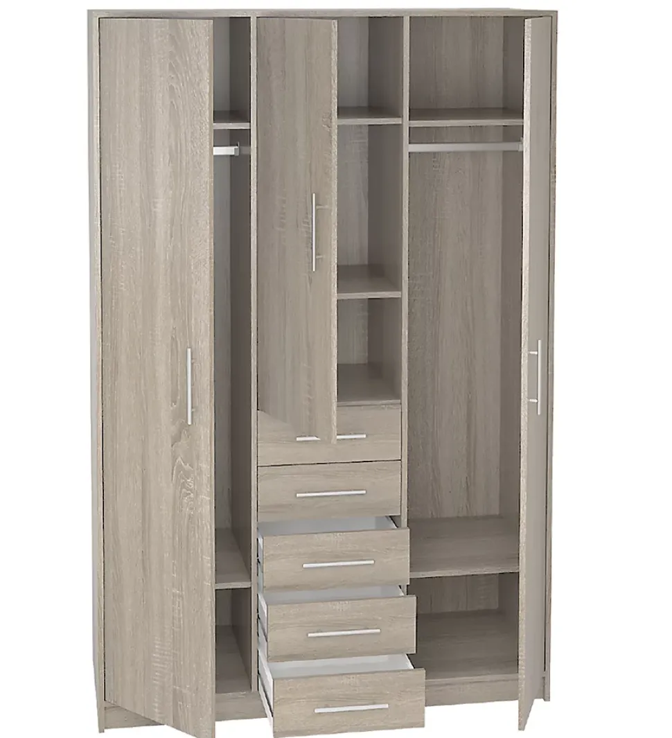 Armoire placard / meuble de rangement coloris Chêne Cortez - Hauteur 200 x Longueur 130 x Profondeur 50 cm