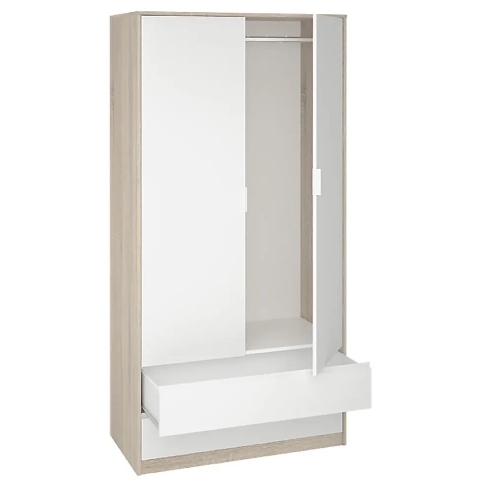 Armoire placard / meuble de rangement coloris chêne cortez / blanc - Longueur 100 x Hauteur 200 x Profondeur 50 cm