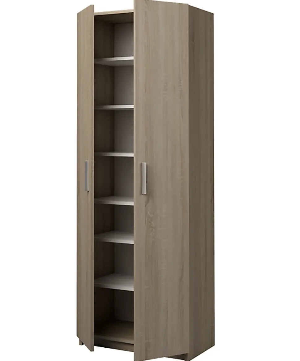 Armoire placard / meuble de rangement coloris chêne cortez - Hauteur 180 x Longueur 60 x Profondeur 35.6 cm