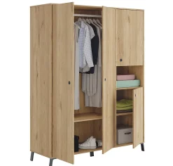 Armoire placard / meuble de rangement coloris chêne doré - Hauteur 200 x Longueur 150 x Profondeur 55 cm