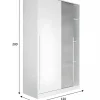 Armoire, placard avec 2 portes coloris blanc artic, ciment - longueur 120 x hauteur 200 x profondeur 50 cm
