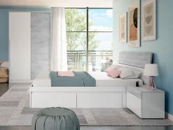 Armoire, placard avec 2 portes coloris blanc artic, ciment - longueur 120 x hauteur 200 x profondeur 50 cm