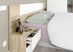 Armoire, placard avec 2 portes coloris chêne canadien, blanc artic - longueur 120 x hauteur 200 x profondeur 50 cm