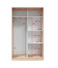 Armoire, placard avec 2 portes coloris chêne canadien, blanc artic - longueur 120 x hauteur 200 x profondeur 50 cm