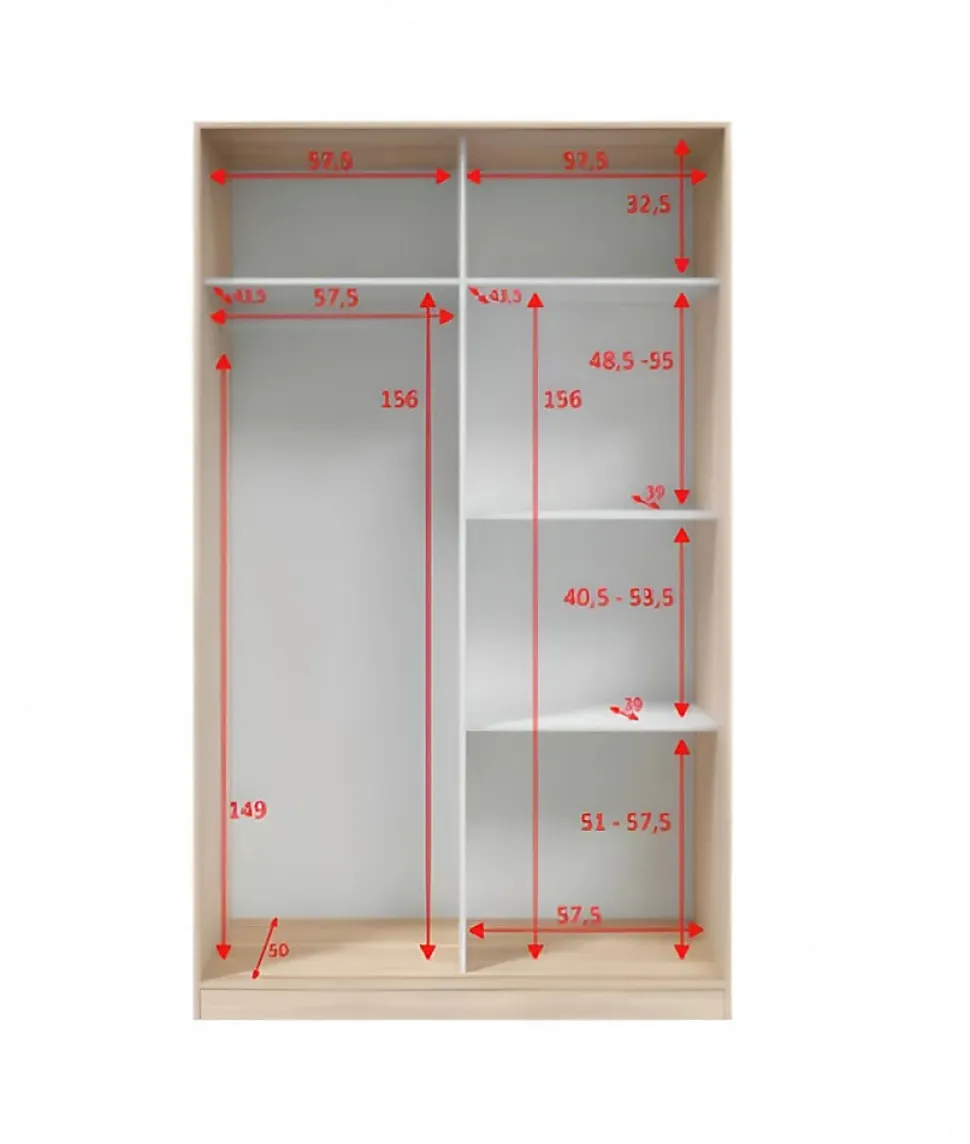 Armoire, placard avec 2 portes coloris chêne canadien, blanc artic - longueur 120 x hauteur 200 x profondeur 50 cm