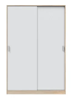 Armoire, placard avec 2 portes coloris chêne canadien, blanc artic - longueur 120 x hauteur 200 x profondeur 50 cm
