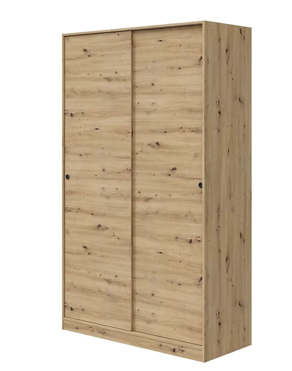 Armoire, placard avec 2 portes coulissantes coloris chêne nordique - longueur 120 x hauteur 200 x profondeur 50 cm