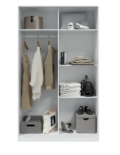 Armoire, placard avec 2 portes coloris blanc artic, blanc Velho - longueur 120 x hauteur 200 x profondeur 50 cm