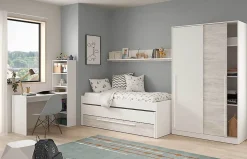 Armoire, placard avec 2 portes coloris blanc artic, blanc Velho - longueur 120 x hauteur 200 x profondeur 50 cm