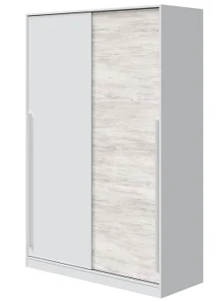 Armoire, placard avec 2 portes coloris blanc artic, blanc Velho - longueur 120 x hauteur 200 x profondeur 50 cm
