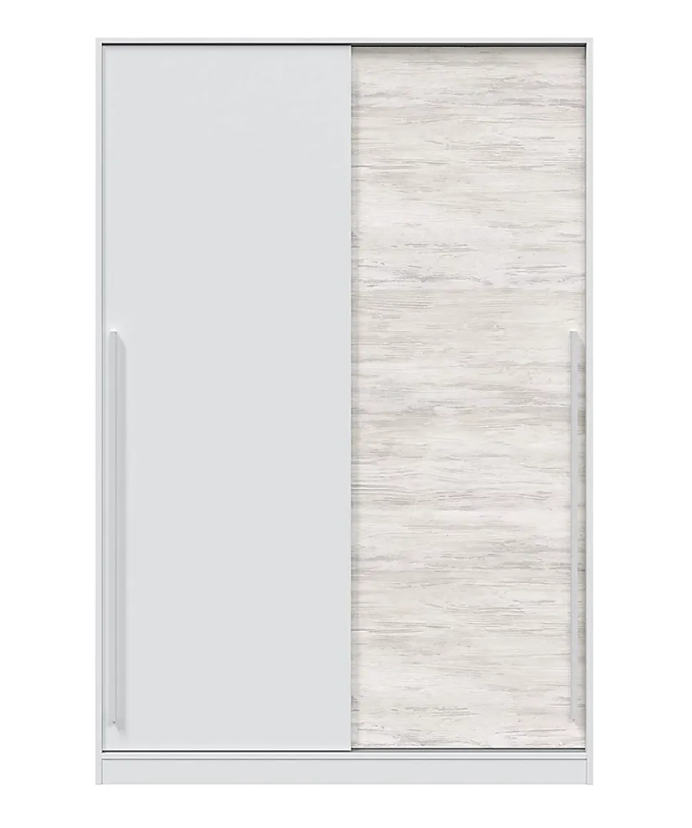 Armoire, placard avec 2 portes coloris blanc artic, blanc Velho - longueur 120 x hauteur 200 x profondeur 50 cm