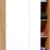 Armoire, placard avec 2 portes coulissantes coloris chêne nordique, blanc artic - longueur 120 x hauteur 200 x profondeur 50 cm