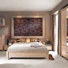 Armoire Placard de 5 portes avec miroir et 2 tiroirs, coloris chêne Sonoma - Longueur 153,5 x Hauteur 211 x Profondeur 55,5 cm