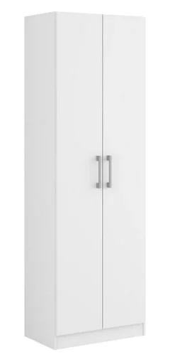 Armoire, placard de rangement avec 2 portes coloris blanc - longueur 56 x profondeur 34 x hauteur 169 cm