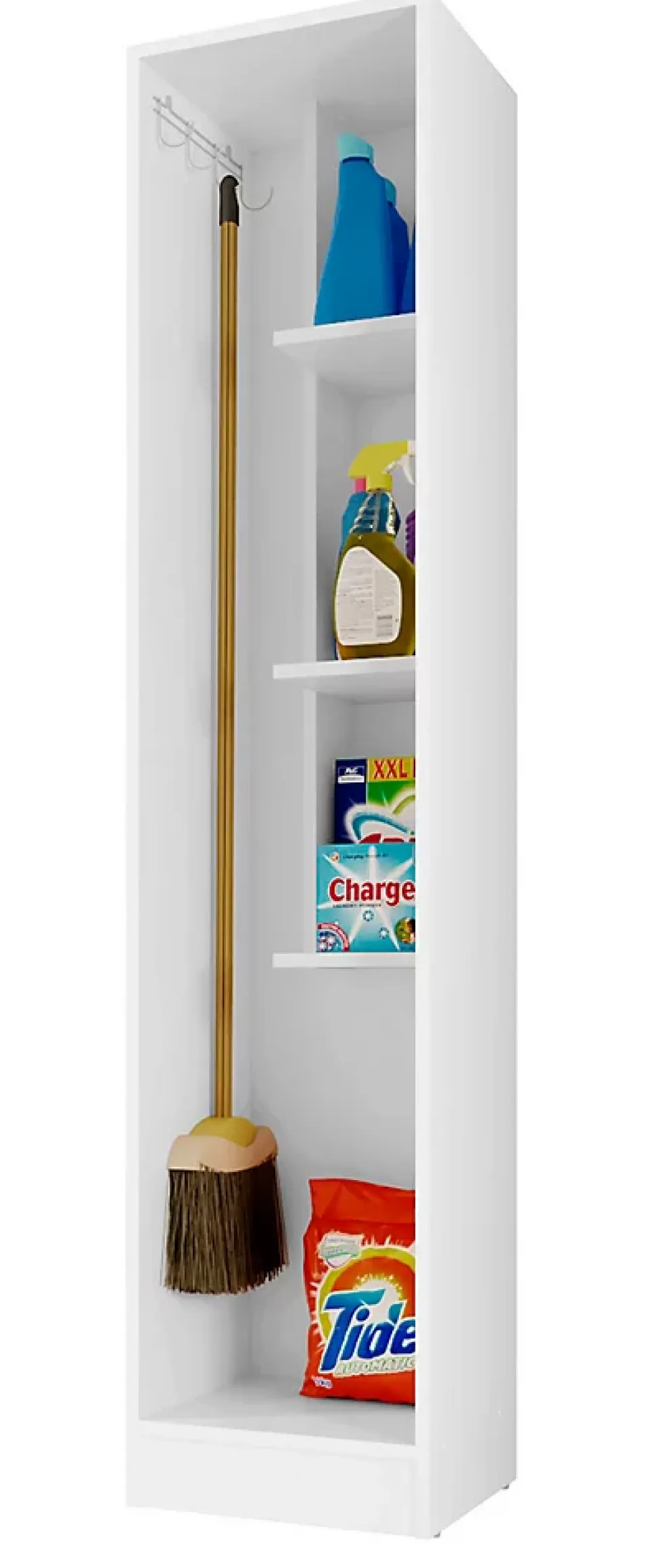 Armoire, placard de rangement avec 1 porte coloris blanc - longueur 35 x profondeur 32 x hauteur 170 cm