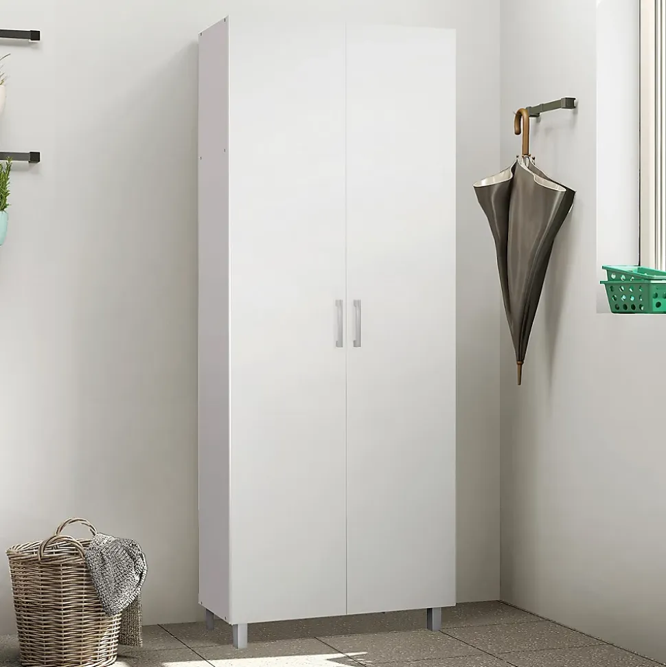 Armoire, placard de rangement avec 2 portes coloris blanc - longueur 72 x profondeur 41 x hauteur 187 cm