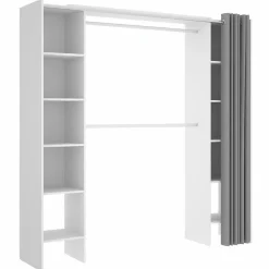Armoire placard extensible coloris blanc - Longueur 110-180 x Hauteur 205 x Profondeur 50 cm