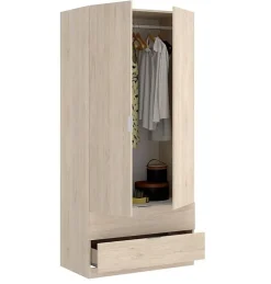 Armoire placard meuble de rangement coloris naturel - Longueur 81 x Hauteur 184 x Profondeur 52 cm