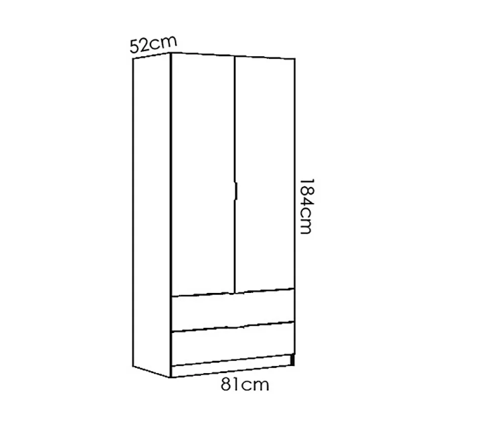 Armoire placard meuble de rangement coloris blanc - Longueur 81 x Hauteur 184 x Profondeur 52 cm