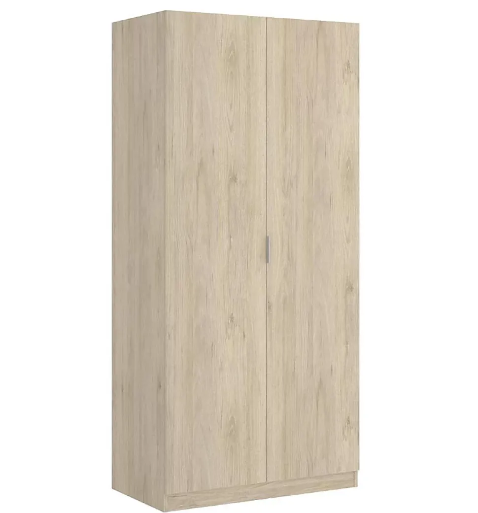 Armoire placard meuble de rangement coloris naturel - Longueur 81 x Hauteur 184 x Profondeur 52 cm