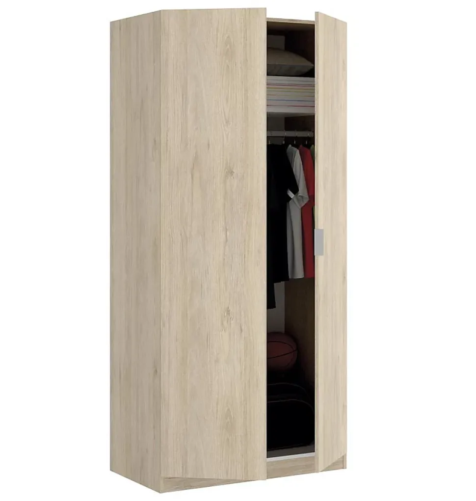 Armoire placard meuble de rangement coloris naturel - Longueur 81 x Hauteur 184 x Profondeur 52 cm