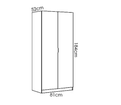 Armoire placard meuble de rangement coloris naturel - Longueur 81 x Hauteur 184 x Profondeur 52 cm