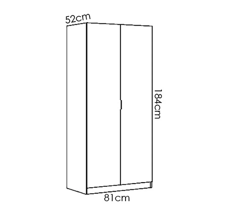 Armoire placard meuble de rangement coloris naturel - Longueur 81 x Hauteur 184 x Profondeur 52 cm