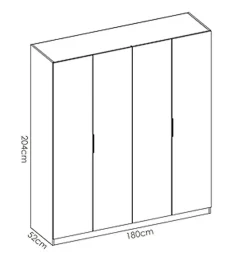 Armoire placard meuble de rangement coloris blanc brillant - Longueur 180 x Profondeur 52 x Hauteur 204 cm