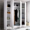 Armoire placard meuble de rangement coloris blanc - Longueur 200 x Profondeur 52 x Hauteur 215 cm