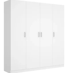 Armoire placard meuble de rangement coloris blanc - Longueur 200 x Profondeur 52 x Hauteur 215 cm