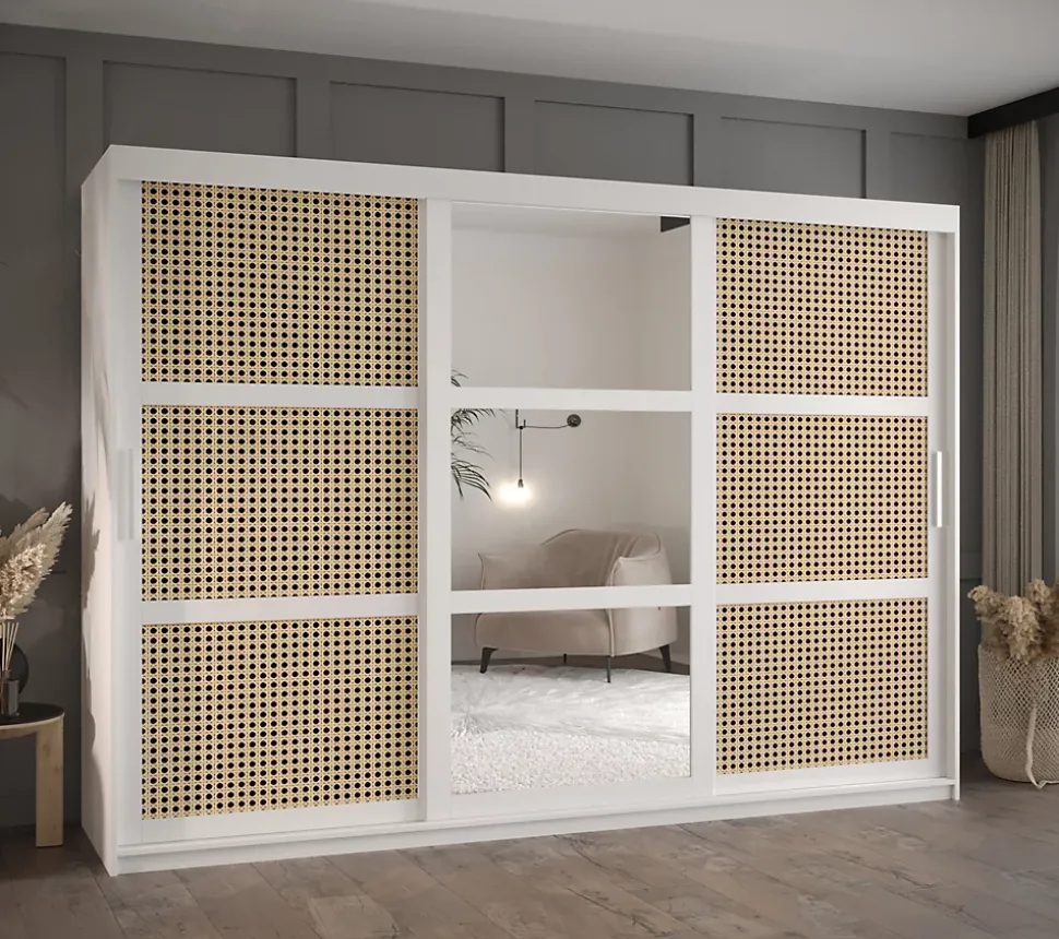 Armoire Plecionka 2 a portes coulissantes H. 200 x L. 250 x P. 62 3 portes