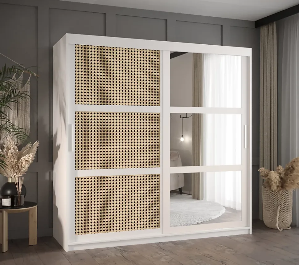 Armoire Plecionka 2 a portes coulissantes H. 200 x L. 180 x P. 62 2 portes