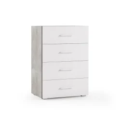 Armoire Polyvalente À 4 Tiroirs Blanche Avec Côtés En Béton