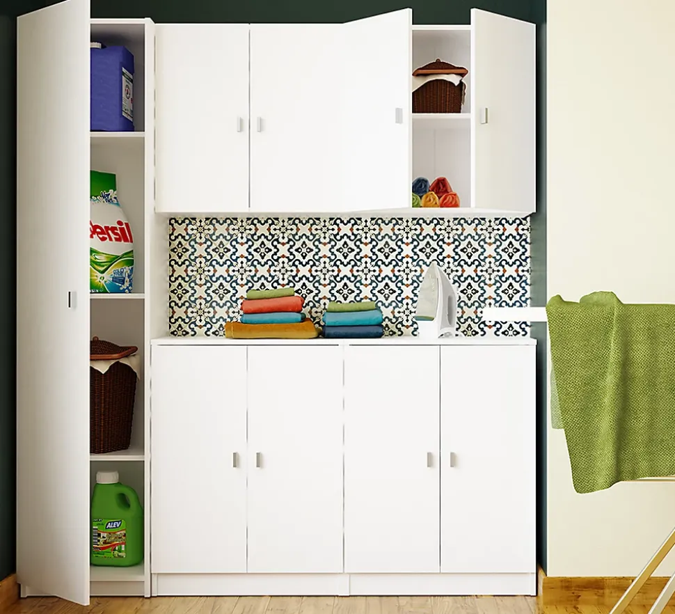 Armoire polyvalente coloris blanc - Hauteur 180 x Longueur 40 x Profondeur 35.6 cm