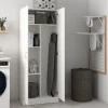 Armoire polyvalente Dabaldi, Armoire à balais avec 2 portes, Etagere à chaussures avec Etageres, cm73x37h180 cm, Blanc
