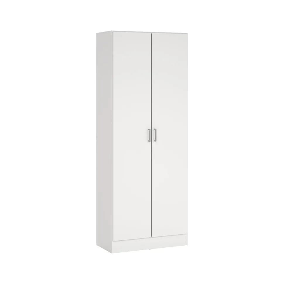 Armoire polyvalente Dabaldi, Armoire à balais avec 2 portes, Etagere à chaussures avec Etageres, cm73x37h180 cm, Blanc