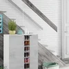 Armoire polyvalente Dlel, Armoire auxiliaire avec 2 portes, Armoire à chaussures basse, 70x36h103 cm, Ciment et Blanc