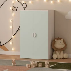 Armoire pour enfants Sandnes 123 x 60 x 40 cm blanc vert menthe en.casa